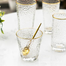 Gold Rim Glassware Decorative Juice Drinking Glass Tumbler Spray Color Glass Cup
